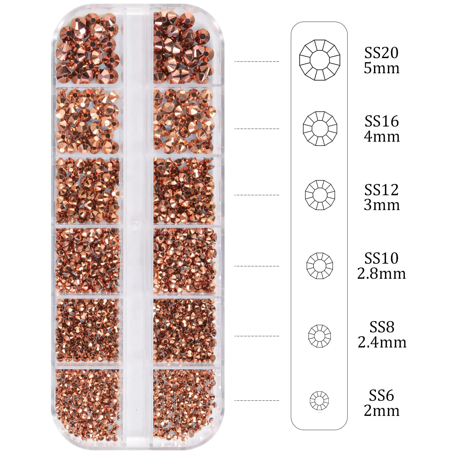 Nail Art 1PC 8ml Wipe-Off Rhinestone Glue Gel Adhesive + 1 Box 2-5mm Flat Back Round Glass Rose Gold Rhinestones + 3PCS Glue Brush + 1PC Tweezer