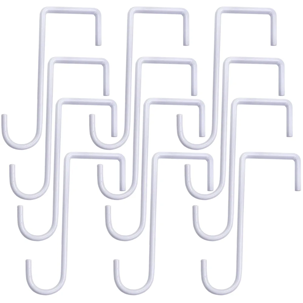 HiGift 12 Pack Vinyl Fence Hooks, 2 x 6 inch Patio Hangers Powder Coated Steel Fence Hangers for Hanging Plants, Planters, Bird Feeders, Lights, Pool Tools (White)