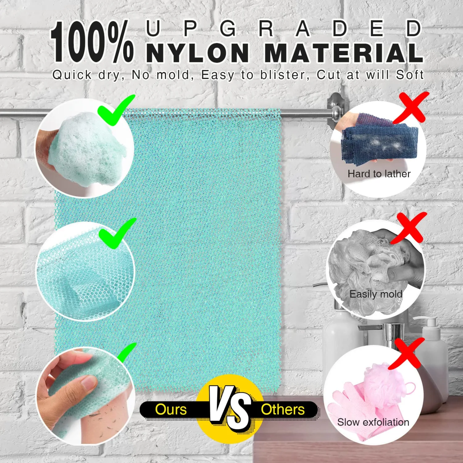 African Bath Sponge African Net Long Net Bath Sponge Exfoliating Shower Body Scrubber Back Scrubber Skin Smoother,Great for Daily Use (Green)