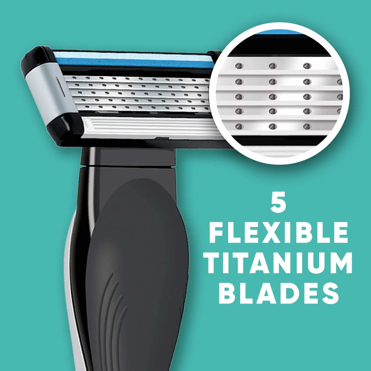 Made For You by BIC Shaving Razor Blades for Every Body - Men & Women, with 2 Cartridge Refills - 5-Blade Razors for a Smooth Close Shave, Navy, Kit