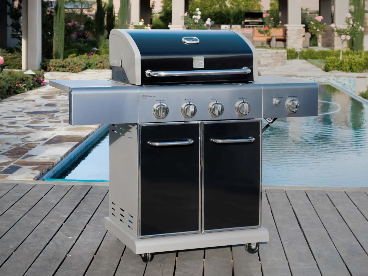 Kenmore PG-A40409S0LB 4 Burner Cabinet Style Propane Gas BBQ Grill with Searing Side Burner, 52000 Total BTU, Black