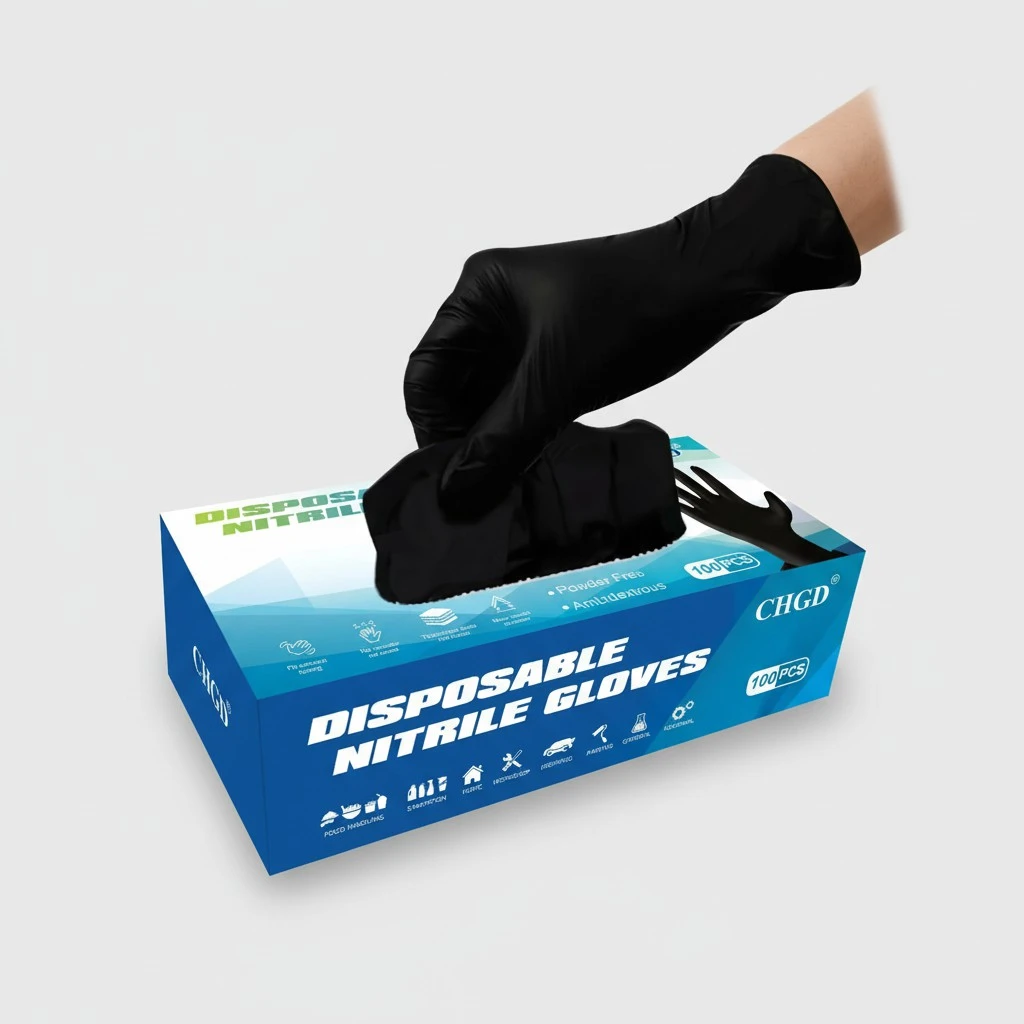 CHGD Disposable Nitrile Gloves, Powder-Free, Latex-Free, Non-Sterile, Industrial, Food Safe, Medium, Large, XLarge