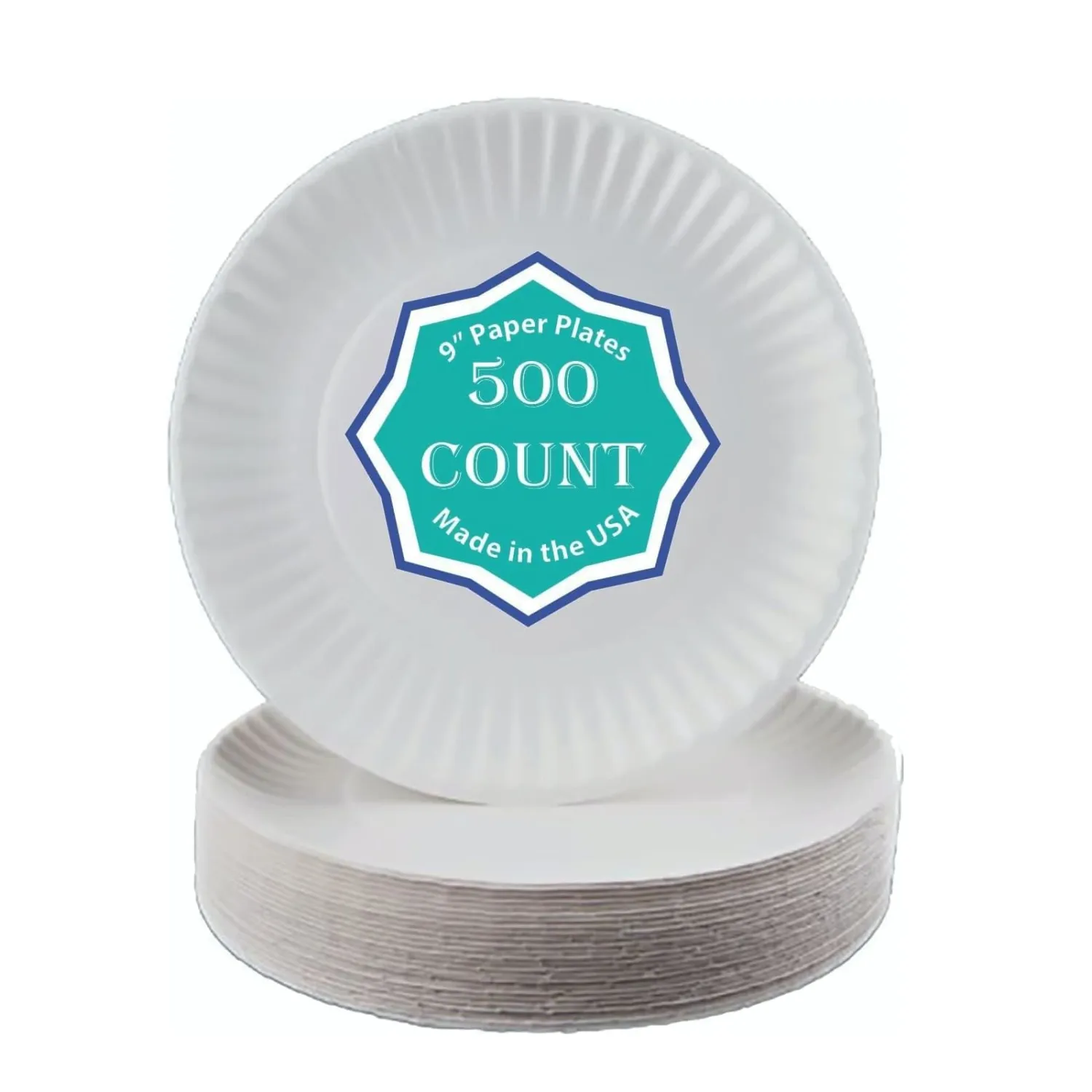 Perfect Stix 9 Inch Paper Plates (Pack of 500) Uncoated White Paper Plates. 9 Inches.