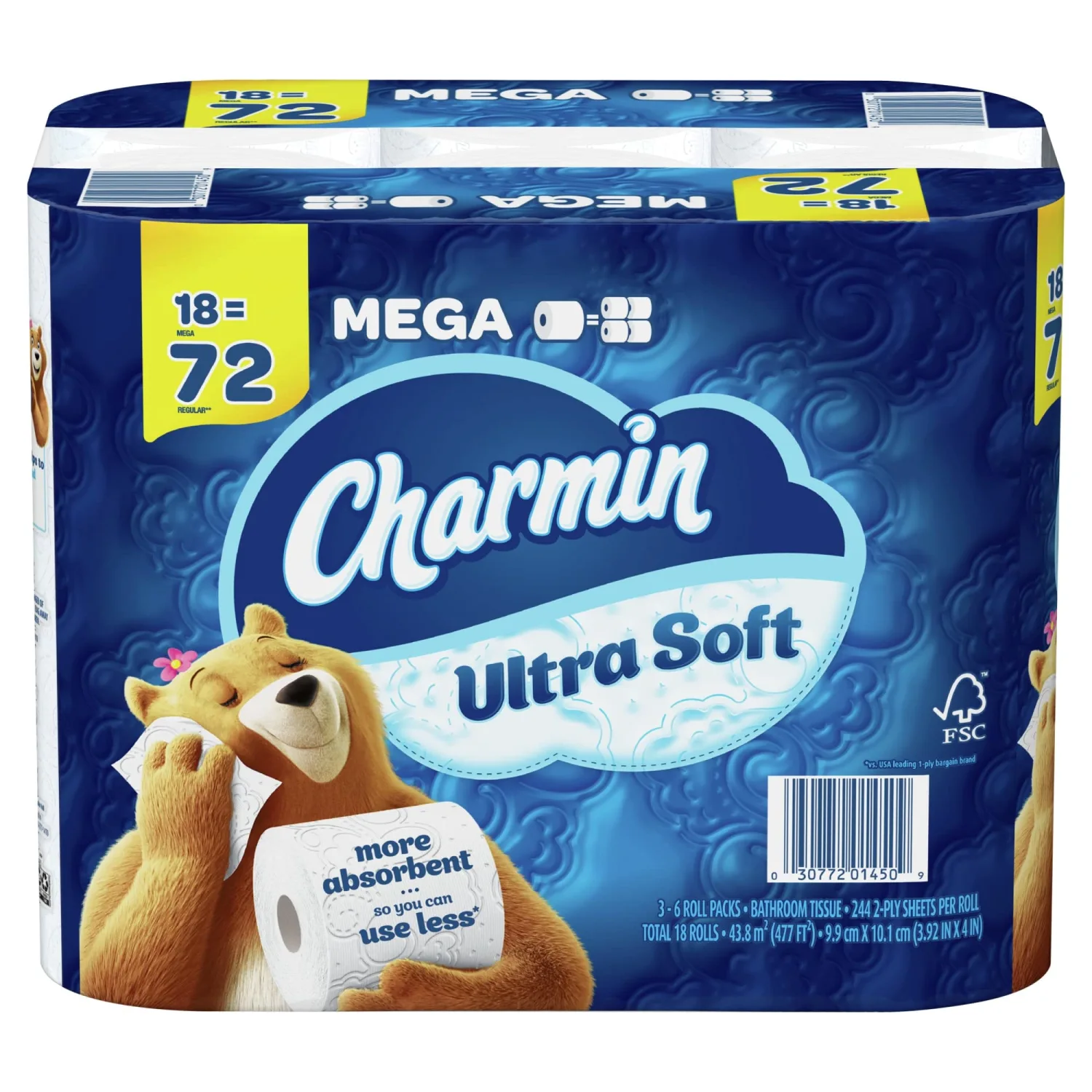Charmin Ultra Soft 2-Ply Bathroom Tissue, 244 Sheets Per Roll, Pack Of 18 Rolls