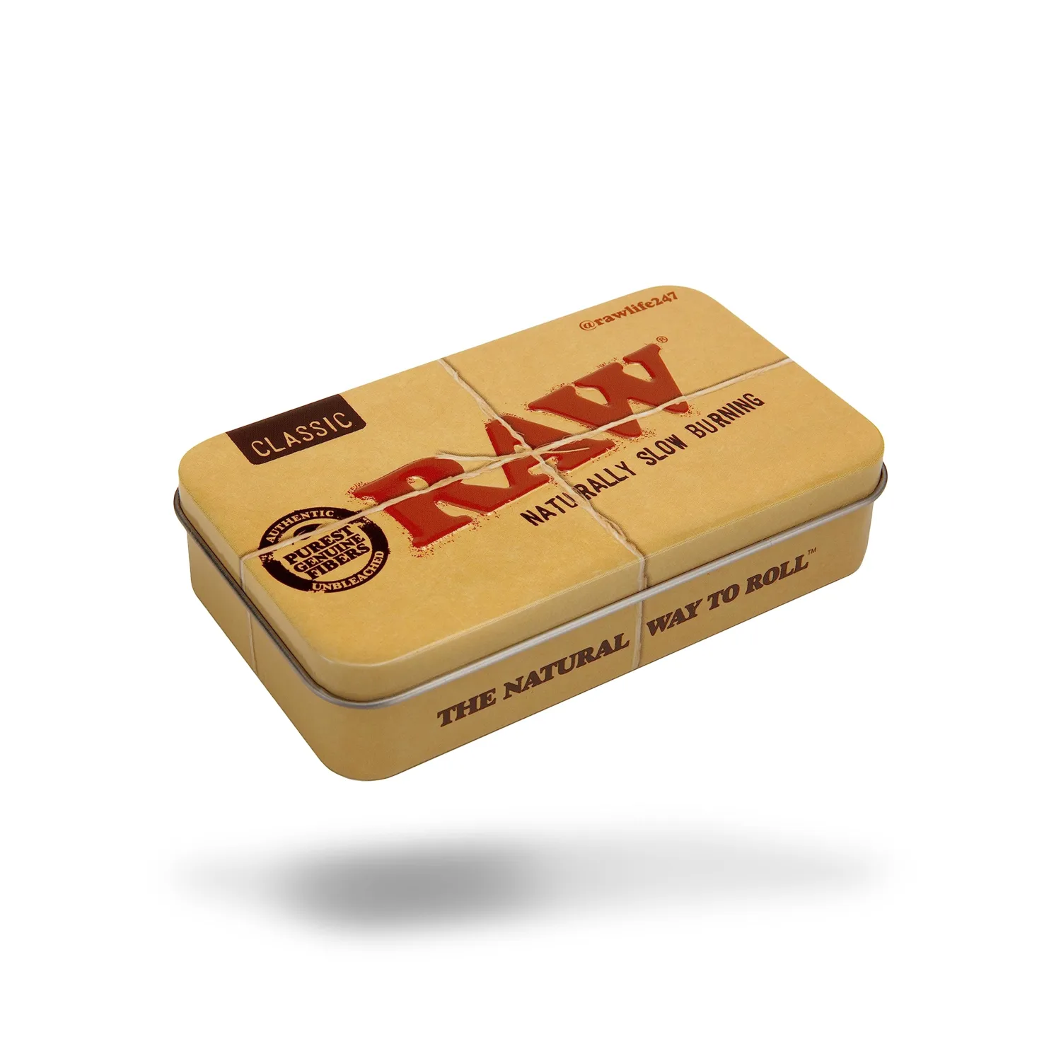 RAW Classic Pre-Rolled Papers 84mm Packed Inside a RAW Metal Tin Container with Packing Tubes | 20 Pack |