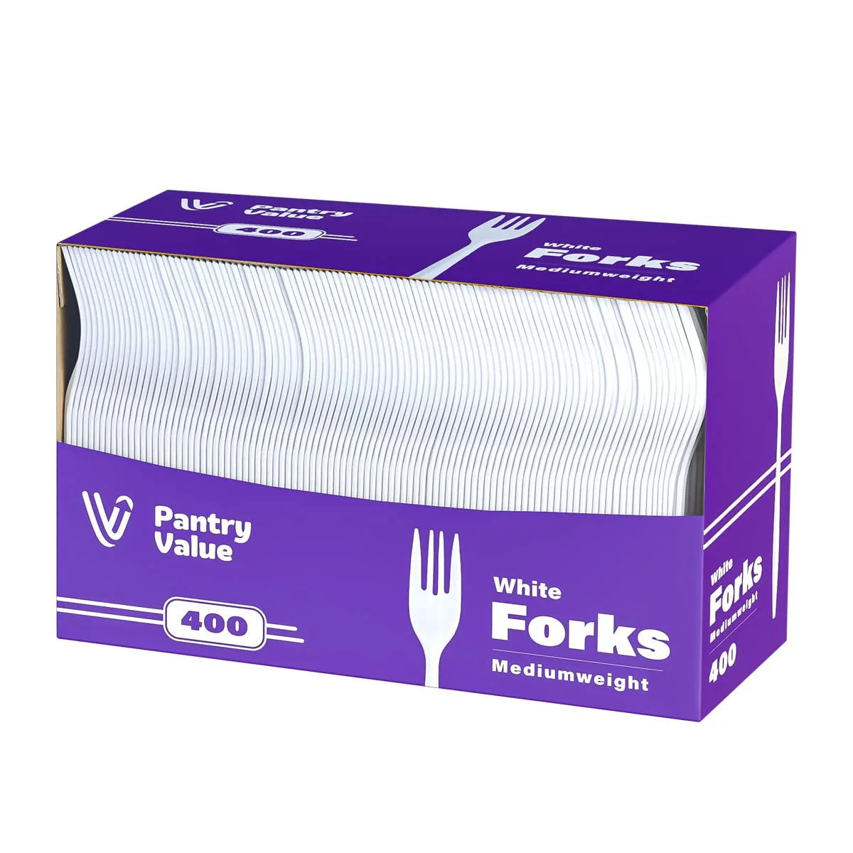 Pantry Value 400 Light-Weight White Disposable Plastic Forks (Formerly Comfy Package)