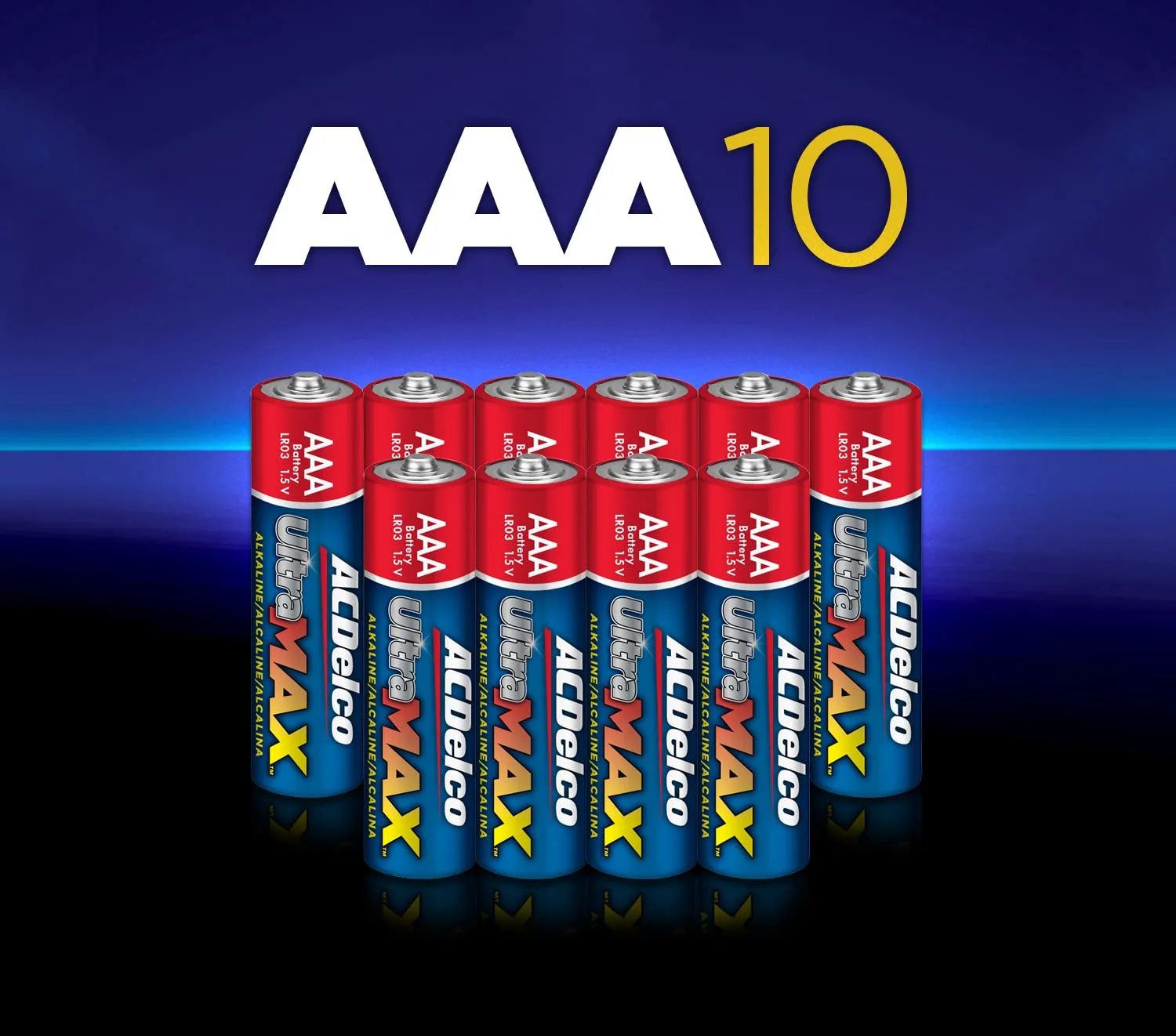 ACDelco UltraMAX 10-Count AAA Batteries, Alkaline Battery with Advanced Technology, 10-Year Shelf Life, Recloseable Packaging