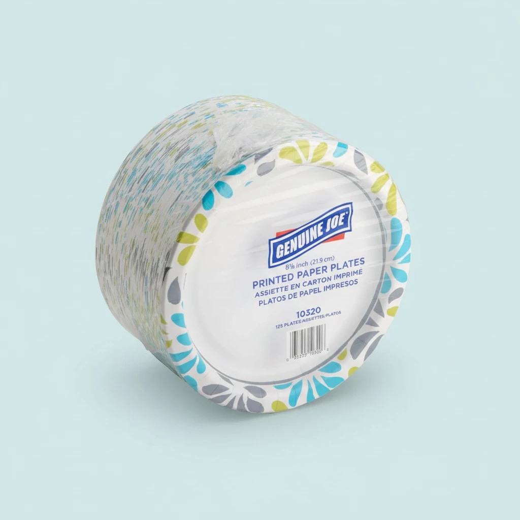 Genuine Joe Printed Paper Plates, 9" (Pack of 125)