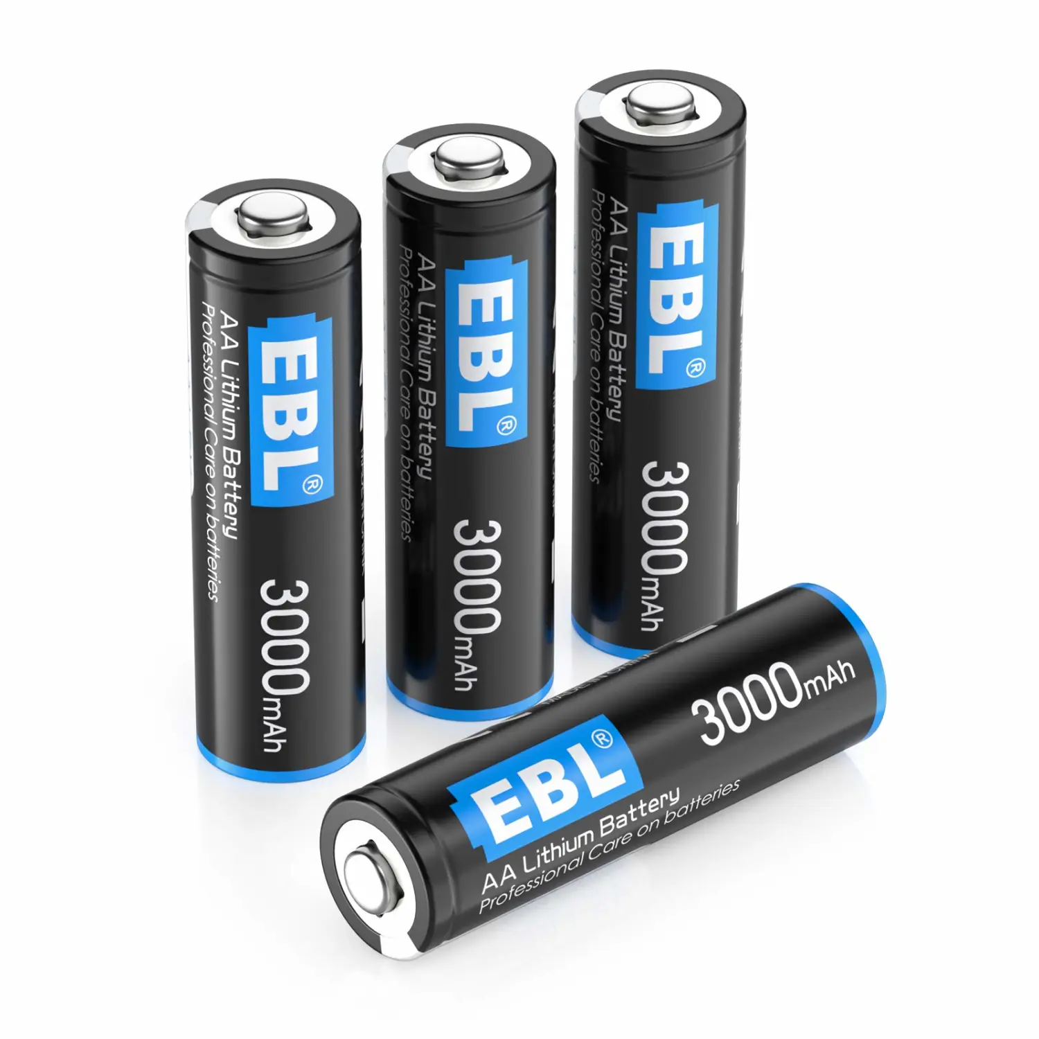 EBL 4 Pack 3000mAh 1.5V Lithium AA Batteries - High Performance Constant Volt Double A Battery for High-Tech Devices (Non-Rechargeable Batteries)