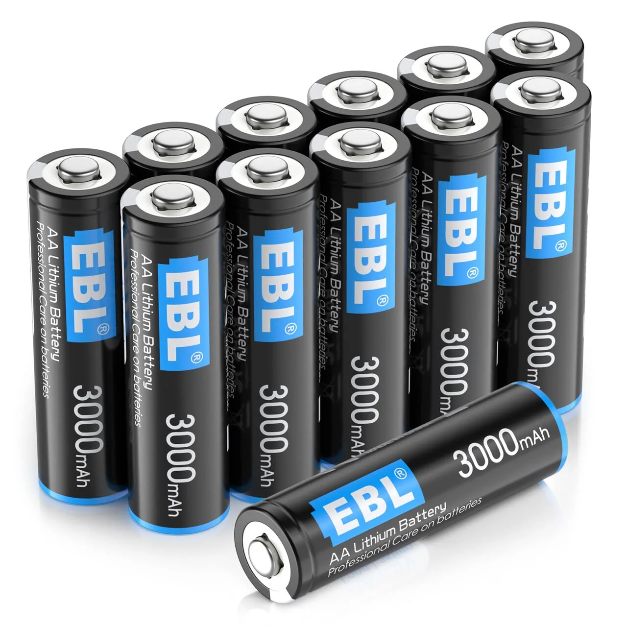 EBL 12 Pack 3000mAh 1.5V AA Lithium Batteries - High Performance Constant Volt AA Lithium Battery for High-Tech Devices (Non-Rechargeable Batteries)