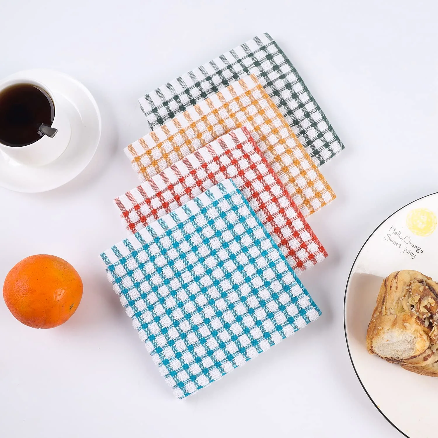 Oeleky 100% Cotton Kitchen Dish Cloths for Washing Dishes, 12x12 Inches Dish Rags, Absorbent Kitchen Cloths Pack of 8, Quick Drying Cleaning Cloths