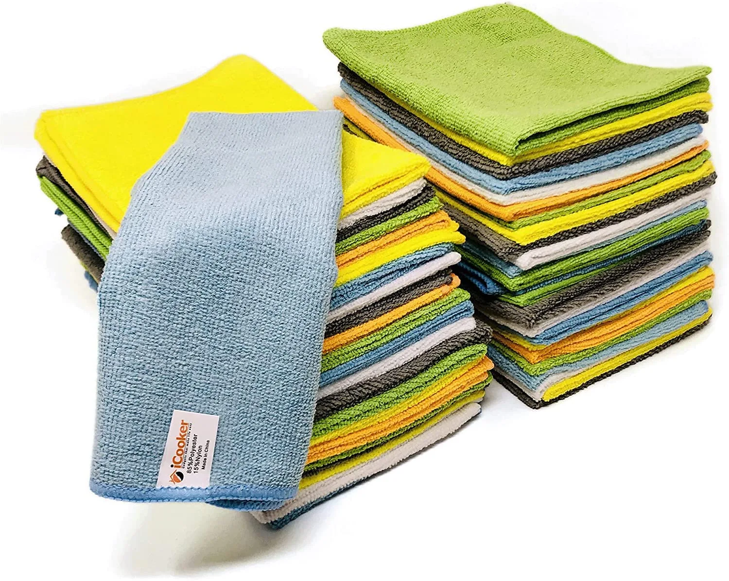 iCooker 50 Pack Microfiber Cleaning Cloth Towels for Cars - 15 x 12 Supplies Micro Fiber Glass Cleaning Rags Dish Wipe Polishing Duing Cloths Kitchen Towel, Clean Windows & Cars Lint-Free Reusable