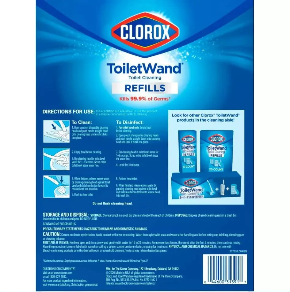 Clorox ToiletWand Disinfecting Refills, Disposable Wand Heads - Rainforest Rush - 20 Count