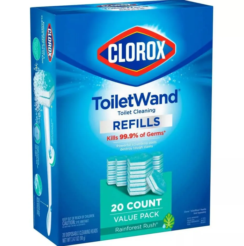 Clorox ToiletWand Disinfecting Refills, Disposable Wand Heads - Rainforest Rush - 20 Count