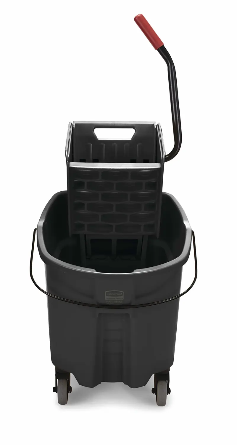 Rubbermaid Commercial Products WaveBrake 2.0 35 QT Side-Press Mop Bucket and Wringer, Black (1863896)