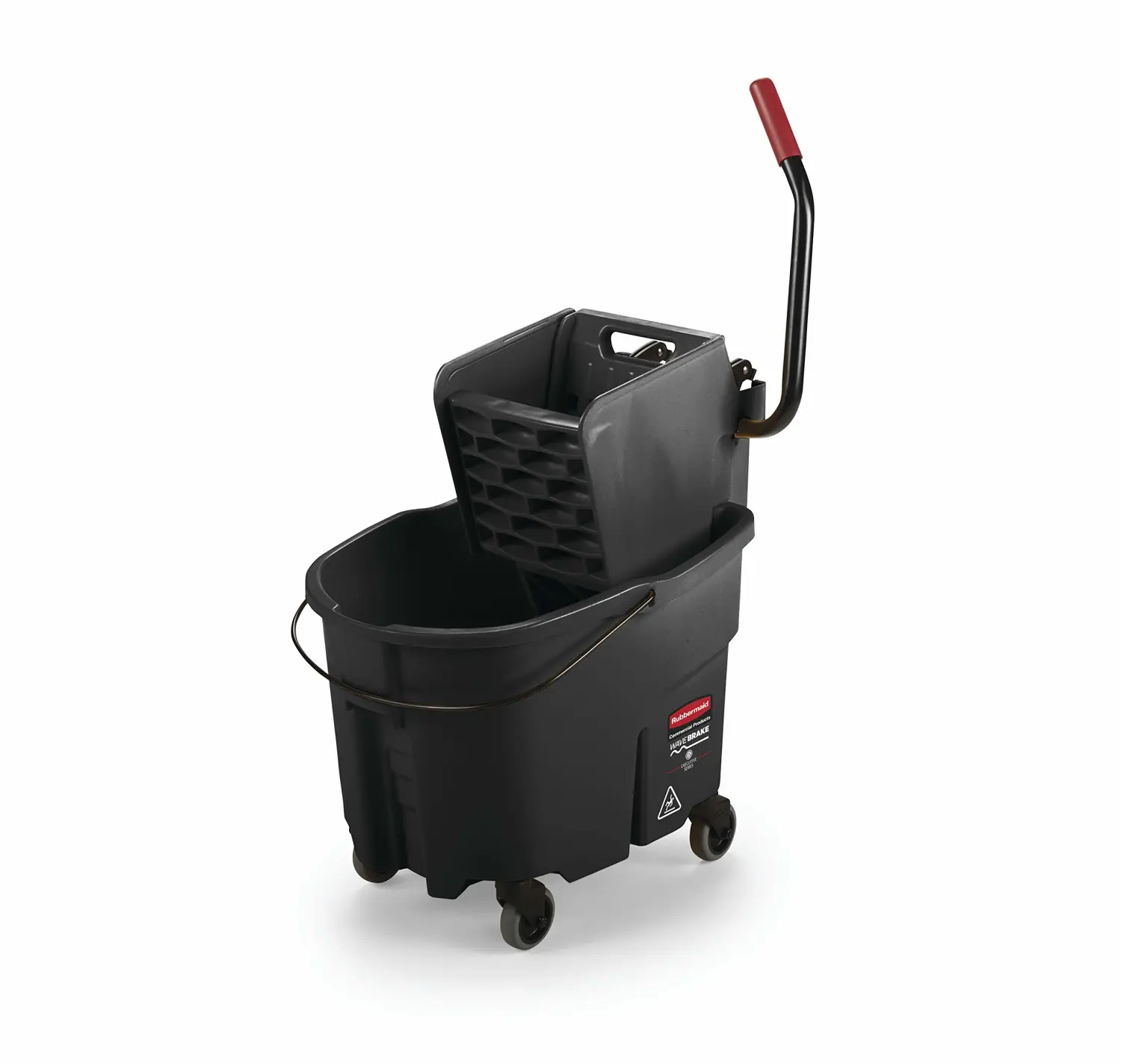 Rubbermaid Commercial Products WaveBrake 2.0 35 QT Side-Press Mop Bucket and Wringer, Black (1863896)