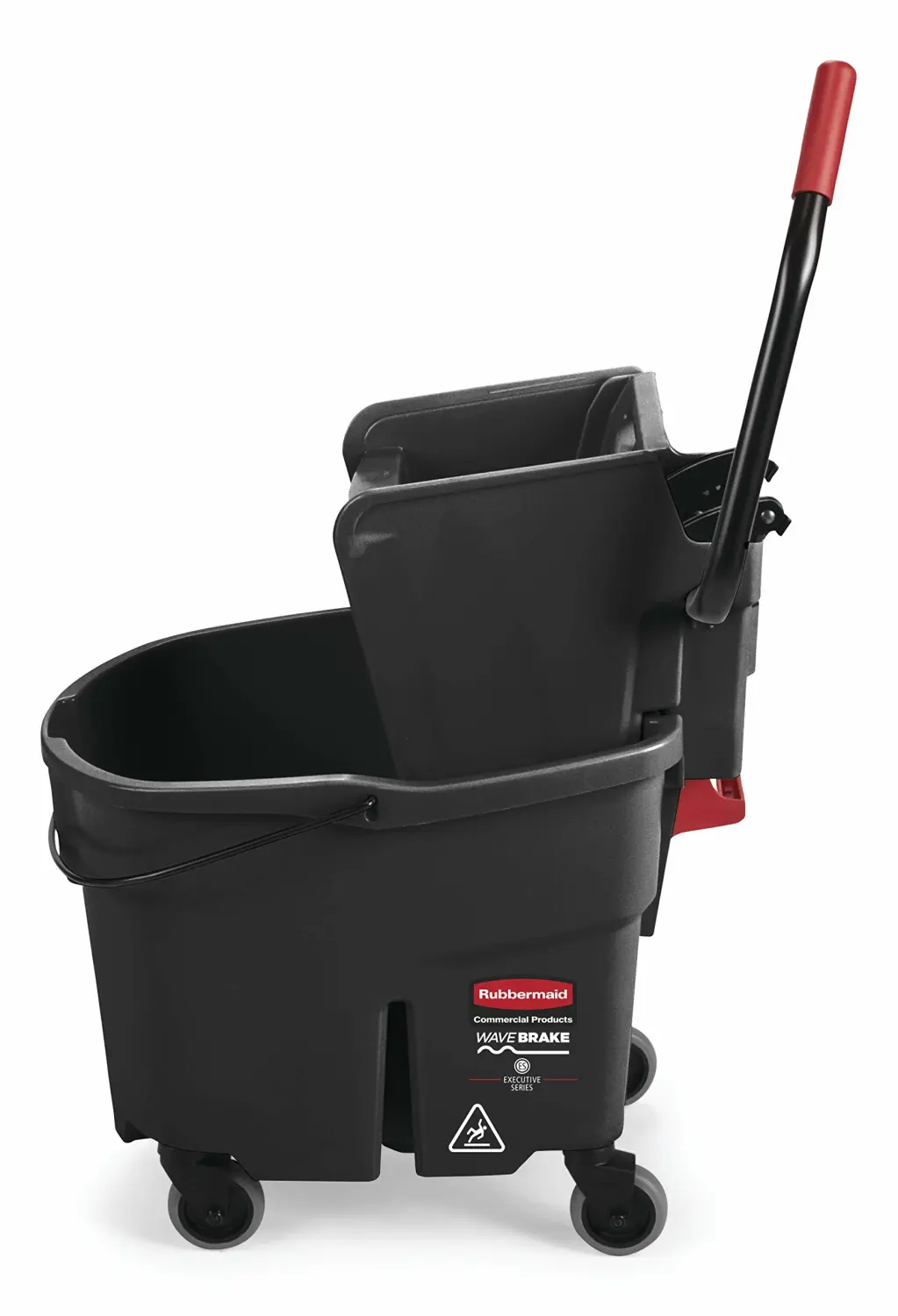Rubbermaid Commercial Products WaveBrake 2.0 35 QT Side-Press Mop Bucket and Wringer, Black (1863896)