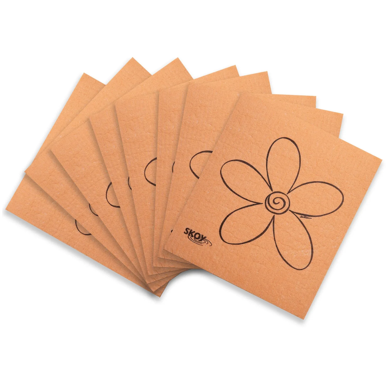 Skoy Cloth, 8-Pack Eco-Friendly and Reusable Swedish Dishcloth, for Kitchen and Household Use, Environmentally Friendly, Plastic-Free Packaging, Orange