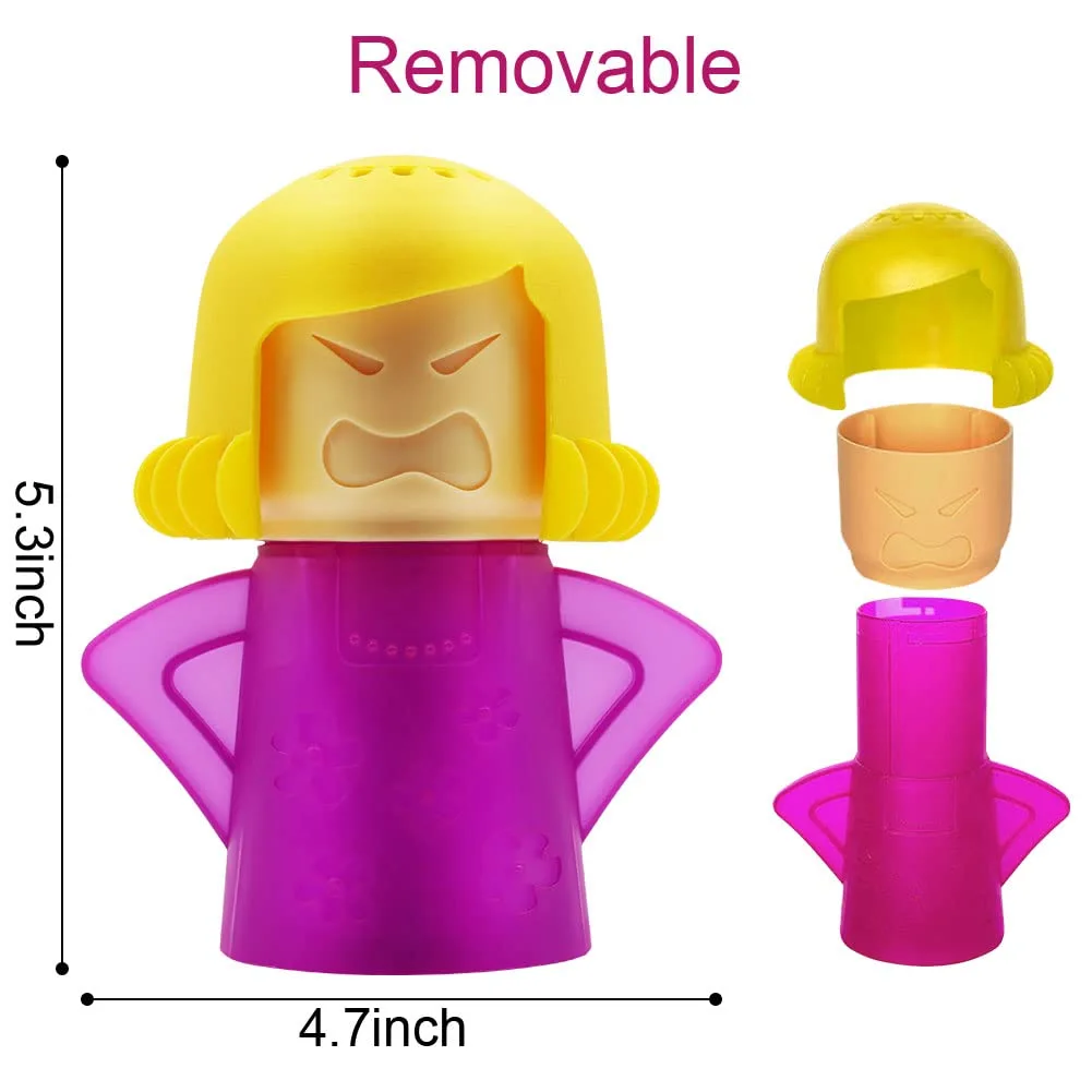 Abnaok Microwave Cleaner, 2 PCS Angry Mama Microwave Cleaner Microwave Oven Steam Cleaner Easily Clean in Minutes Cleans Add Vinegar and Water for Home or Office with English Manual (Blue+Purple)