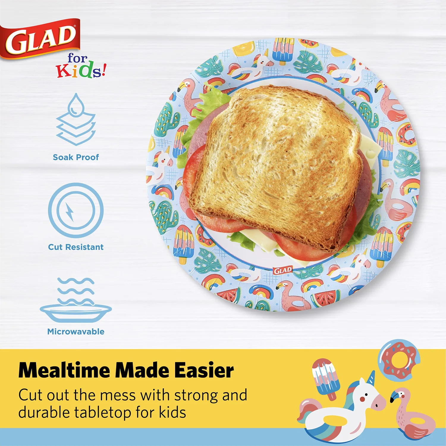 Glad for Kids Pool Party 8.5” Paper Snack Plates | Pool Party Kids Paper Plates | Small Pool Party Paper Plates for Everyday Use, 8.5 In. Paper Plates 20 Ct
