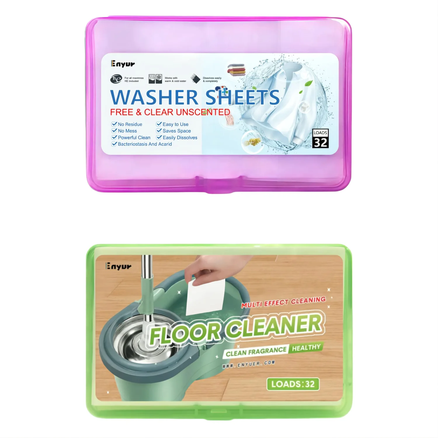 Laundry Detergent Sheets，Unscented，Travel Laundry Soap，32 Loads / 1 Pack， Floor Cleaners 32 Loads/ 1 Pack，Easy To Use