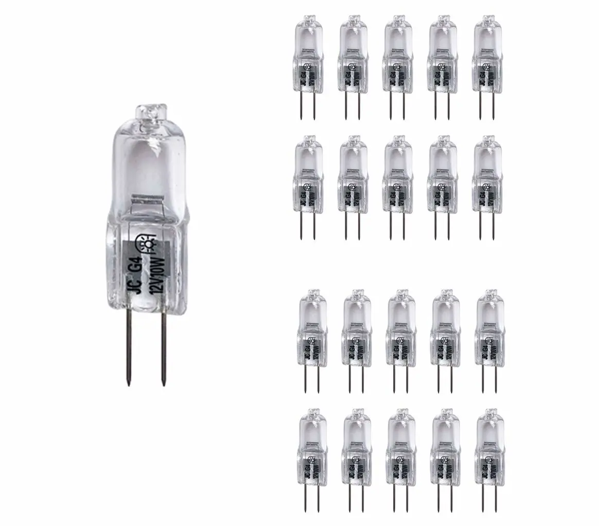 Vstar Q20/G4/CL/12V,10 Watt,T3 JC Type,12 Volt,Clear,G4 Bi-pin Base,Halogen Light Bulb(20 Pack)