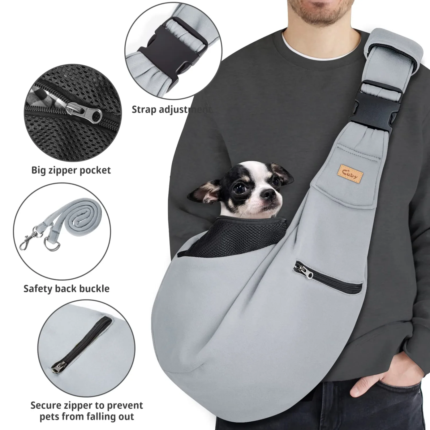 Cuby Dog and Cat Sling Carrier – Hands Free Reversible Pet Papoose Bag - Soft Pouch and Tote Design – Suitable for Puppy, Small Dogs, and Cats for Outdoor Travel (Classic Yellow)