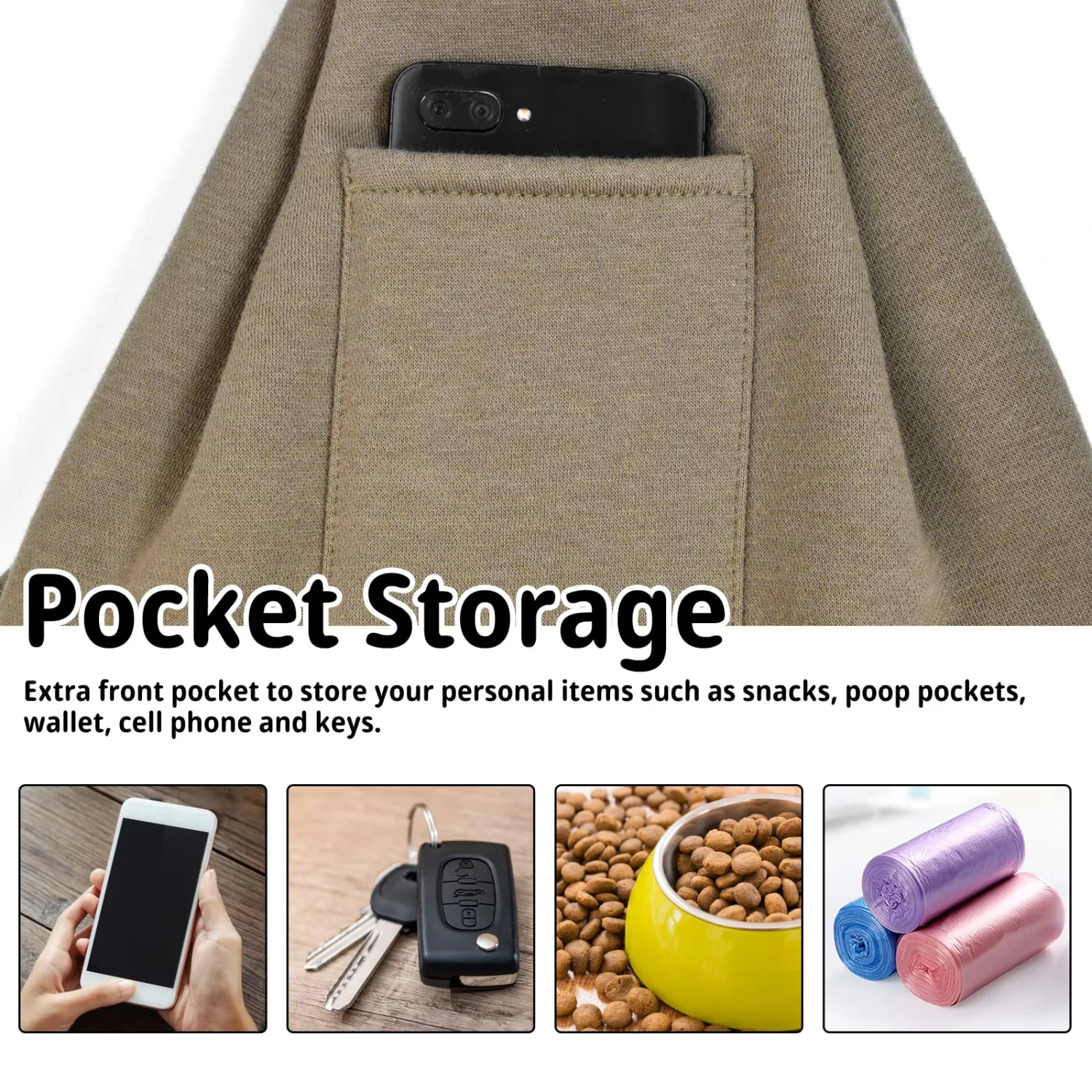 CUBY Dog and Cat Sling Carrier - Hands Free Reversible Pet Papoose Bag - Soft Pouch and Tote Design - Suitable for Puppy, Small Dogs Cats Outdoor (Khaki, Unadjustable Strap)