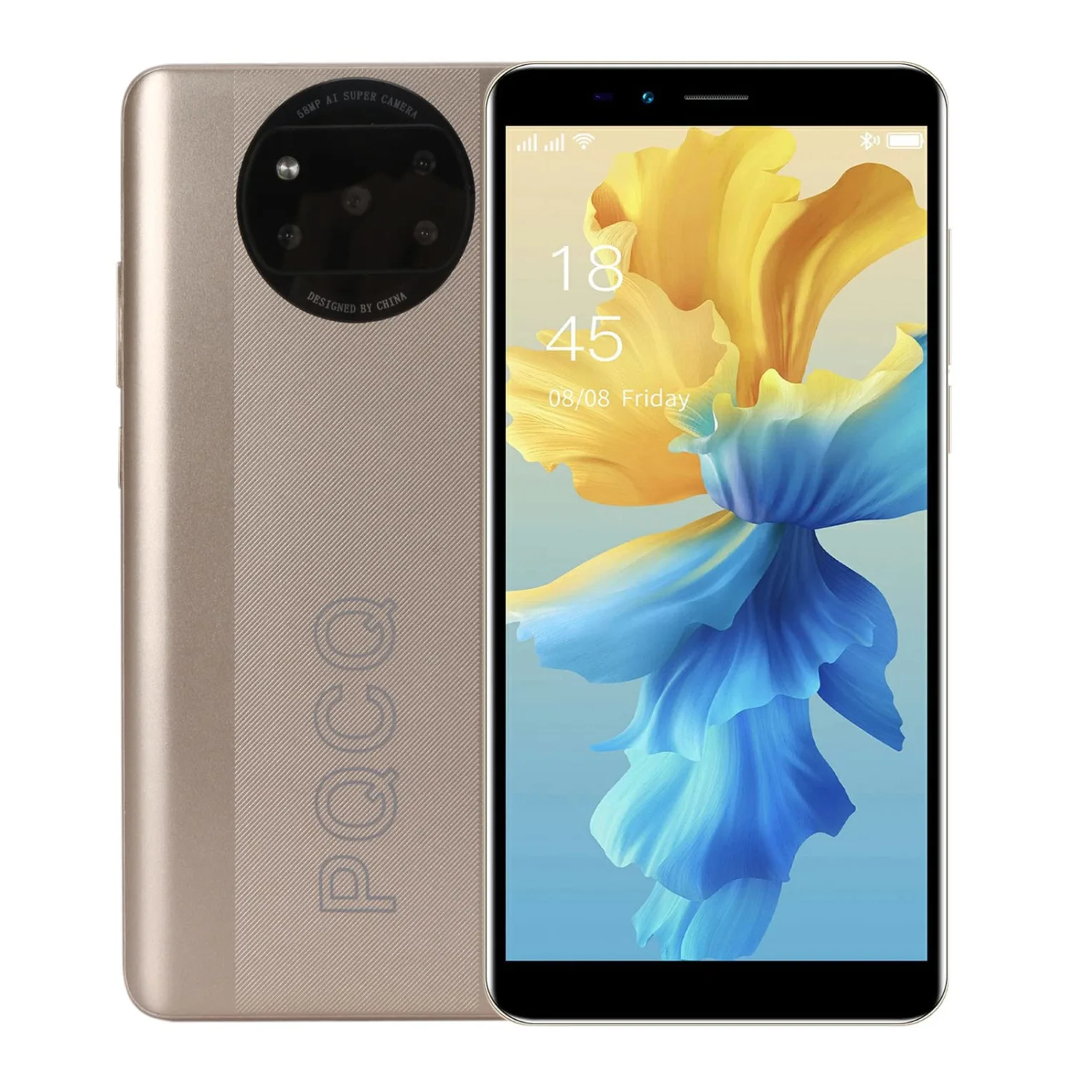 Smart Phone HD Full Screen Phone, Android 10.0 Smart Phone Unlocked 5.5inch Water Drop Screen, 2ROM+16GBRAM Unlocked Smartphones 5+13MP Camera Mobile Phone, US Plug (Gold)