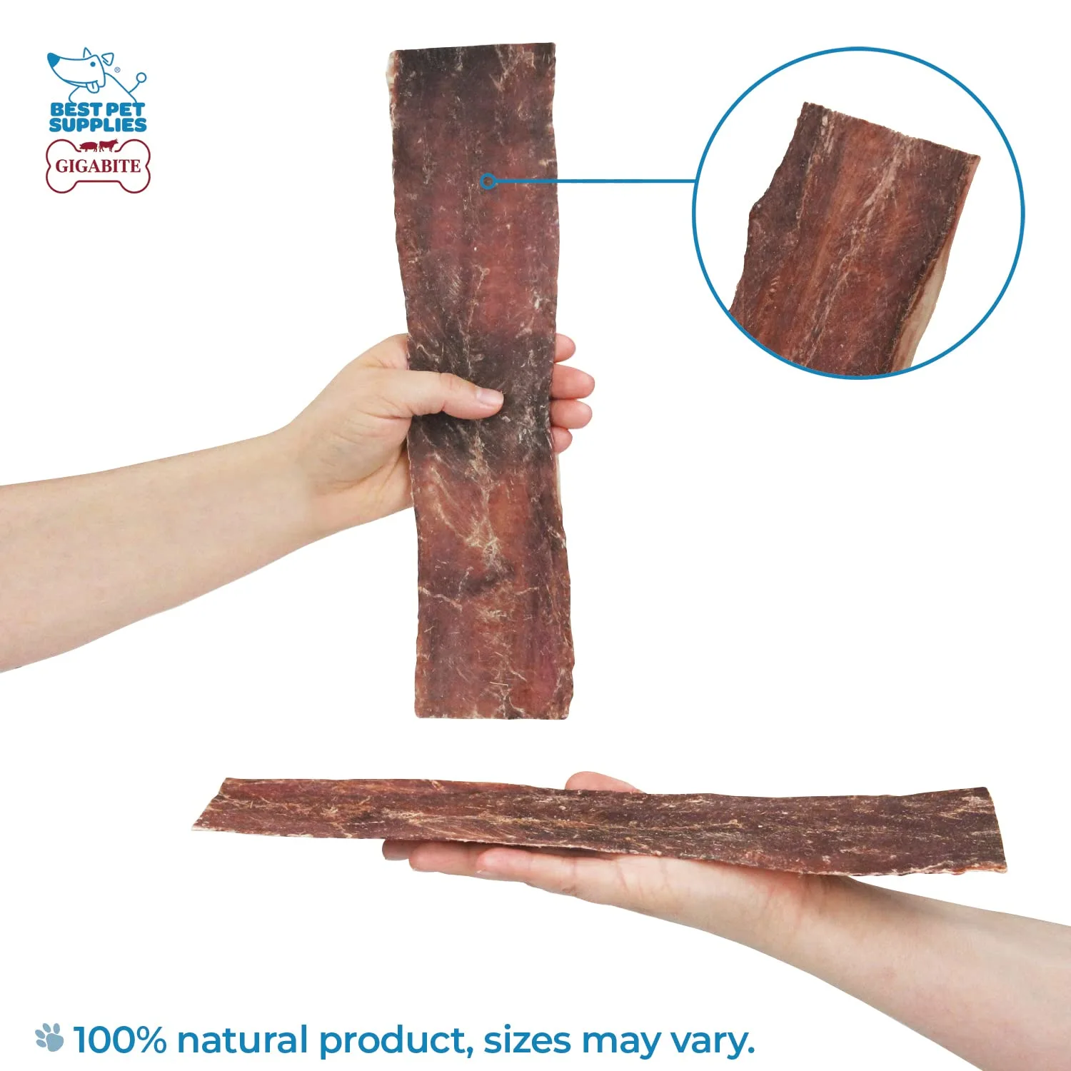 GigaBite 12 Inch Beef Gullet Jerky Strips (20 Pack) - All Natural, Free Range Beef Esophagus Taffy Dog Treat by Best Pet Supplies