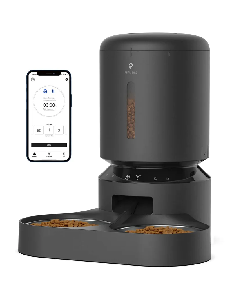 PETLIBRO Automatic Cat Feeders, 5G WiFi Pet Feeder with APP Control for Pet Dry Food, Automatic Dog Feeder with Low Food & Blockage Sensor, 1-6 Meals Per Day, Up to 10s Meal Call for Cat and Dog