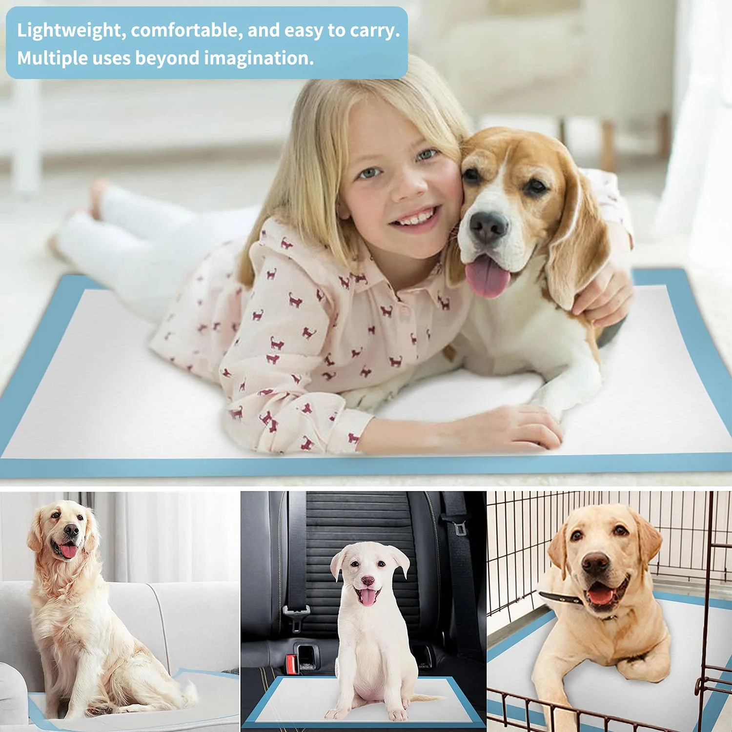 IMMCUTE Puppy Pee Pads 22"x23" | Dog Pee Training Pads Super Absorbent & Leak-Proof | Disposable Pet Piddle and Potty Pads for Puppies | Dogs | Doggie| Cats | Rabbits (Regular, Count, 14)