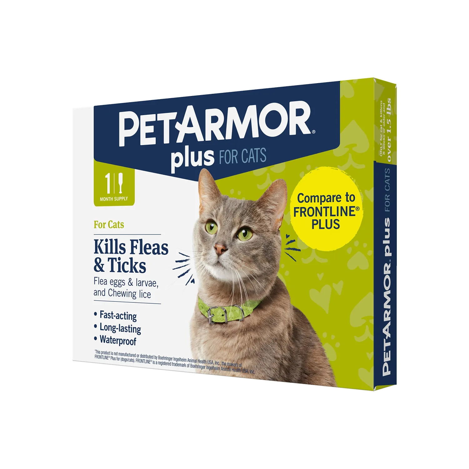 PetArmor Plus for Cats, Flea & Tick Prevention for Cats Over 1.5 lbs, Waterproof and Fast-Acting Topical Flea and Tick Medication, 1 Month of Treatment, 1 Count