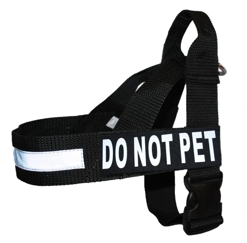 DO NOT PET Nylon Strap Service Dog Harness No Pull Guide Assistance Comes with 2 Reflective DO NOT PET Removable Patches. Please Measure Your Dog Before Ordering.