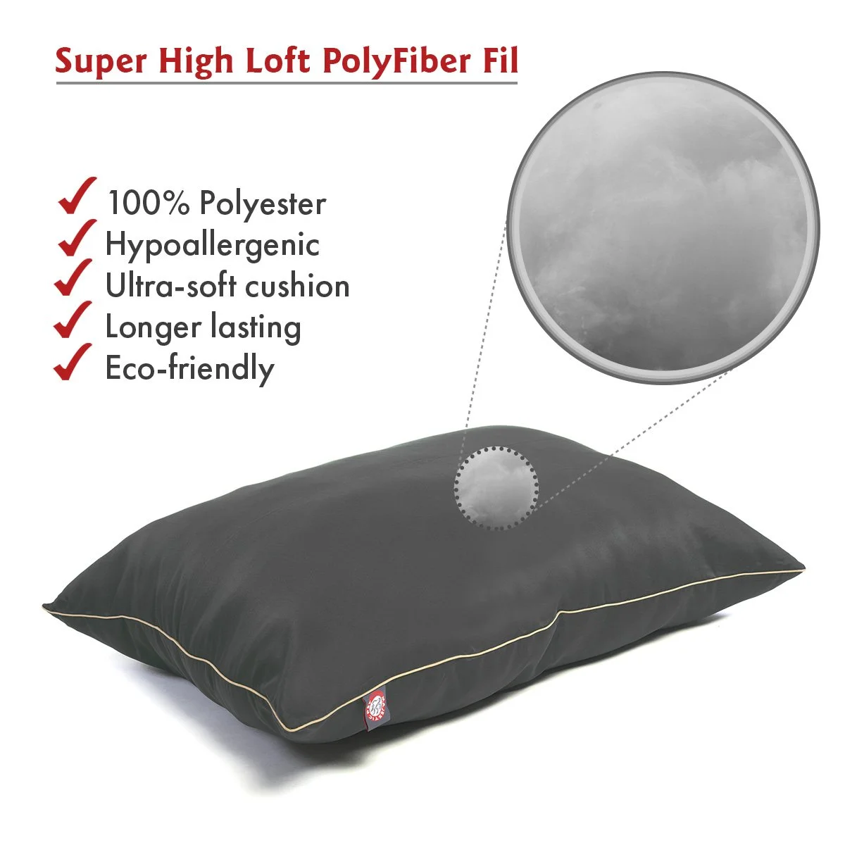 Majestic Pet Rectangle Large Dog Bed Washable – Non Slip Comfy Pet Bed – Dog Crate Bed Super Value Pillow Dog Bed – Dog Kennel Bed for Sleeping - Dog Bed Large Breed 46 x 35 Inch – Solid Gray