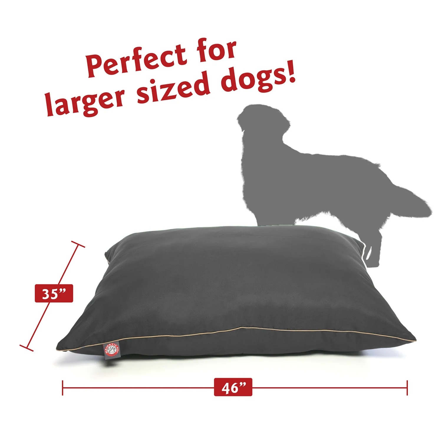 Majestic Pet Rectangle Large Dog Bed Washable – Non Slip Comfy Pet Bed – Dog Crate Bed Super Value Pillow Dog Bed – Dog Kennel Bed for Sleeping - Dog Bed Large Breed 46 x 35 Inch – Solid Gray