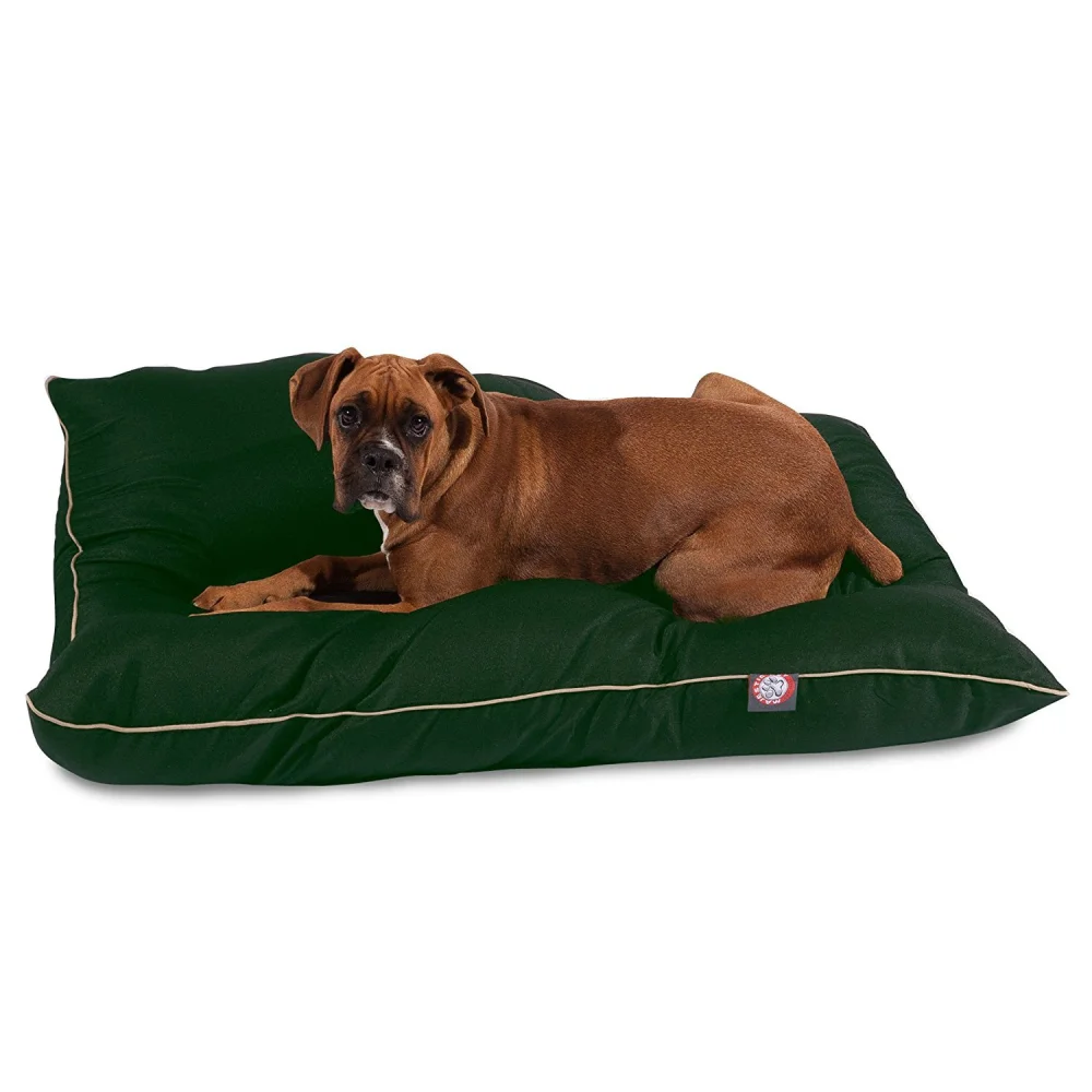 Majestic Pet Rectangle Large Dog Bed Washable – Non Slip Comfy Pet Bed – Dog Crate Bed Super Value Pillow Dog Bed – Dog Kennel Bed for Sleeping - Dog Bed Large Breed 46 x 35 Inch – Solid Green