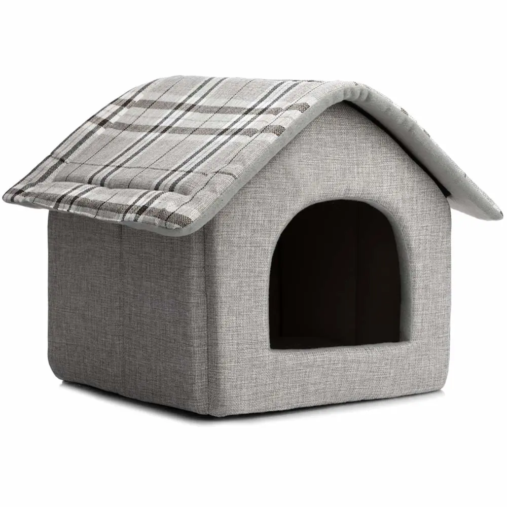 Hollypet Cozy Pet Bed House, Warm Cave Sleeping Bed Puppy Nest for Small Dogs and Cats, Light Gray