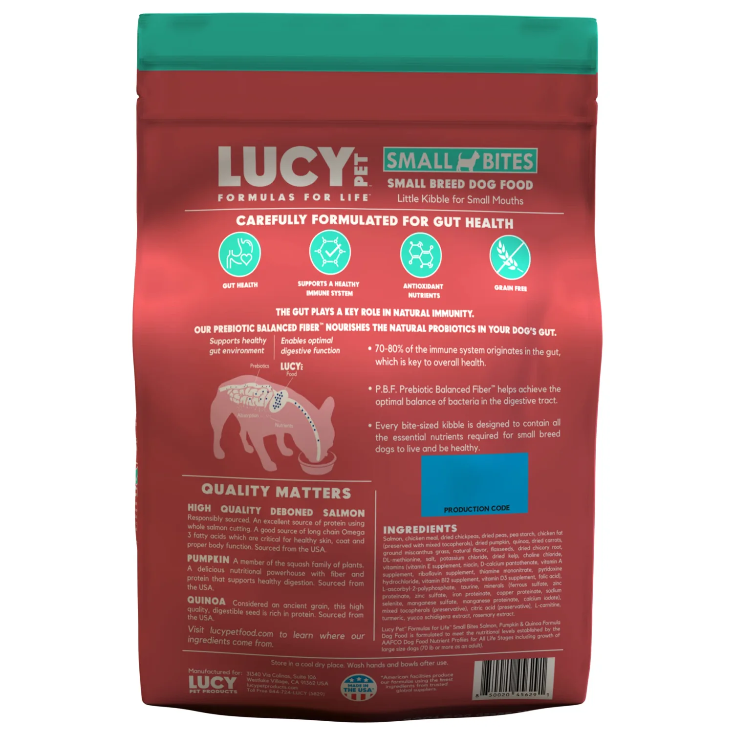 Lucy Pet Products Salmon, Pumpkin & Quinoa Small Bites for Dogs 4.5lb 100600033