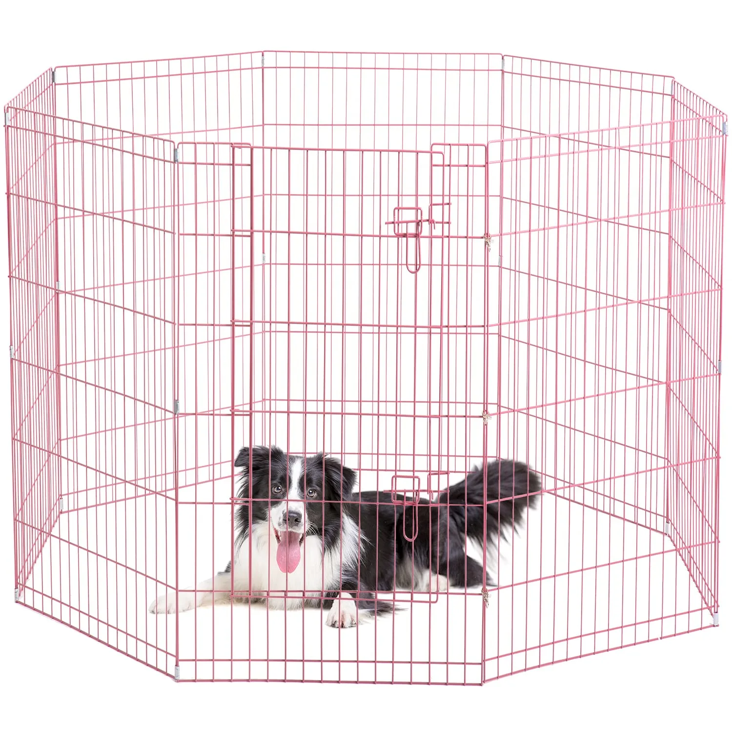 42-Pink Tall Dog Playpen Crate Fence Pet Kennel Play Pen Exercise Cage -8 Panel