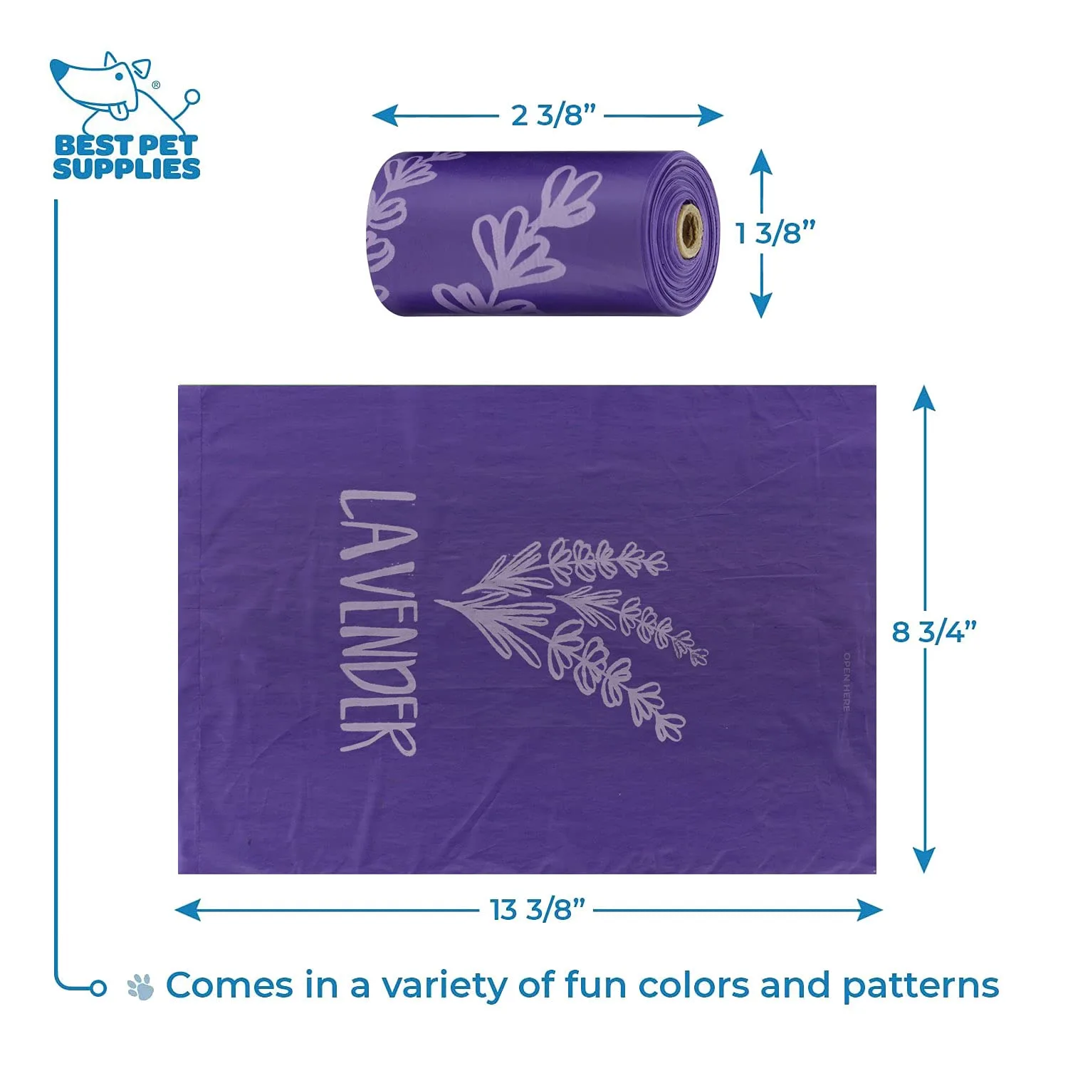 Best Pet Supplies Dog Poop Bags for Waste Refuse Cleanup, Doggy Roll Replacements for Outdoor Puppy Walking and Travel, Leak Proof and Tear Resistant, Thick Plastic - Purple, 240 Bags
