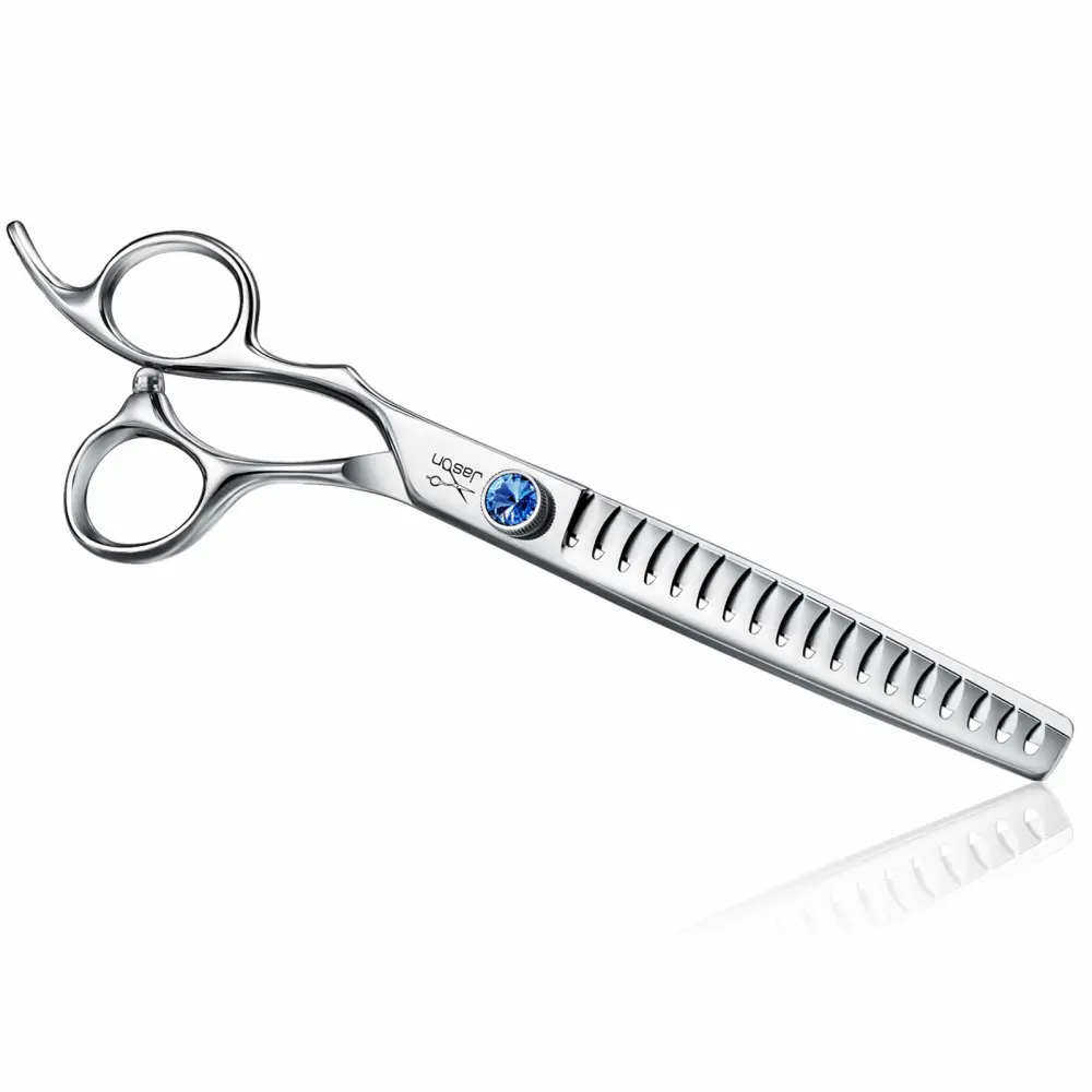 JASON Left Handed 7" 18-Tooth Texturising Dog Grooming Chunkers Scissor, Ergonomic Cats Grooming Shears Pets Trimming Kit with Offset Handle, Sharp, Comfortable Shear