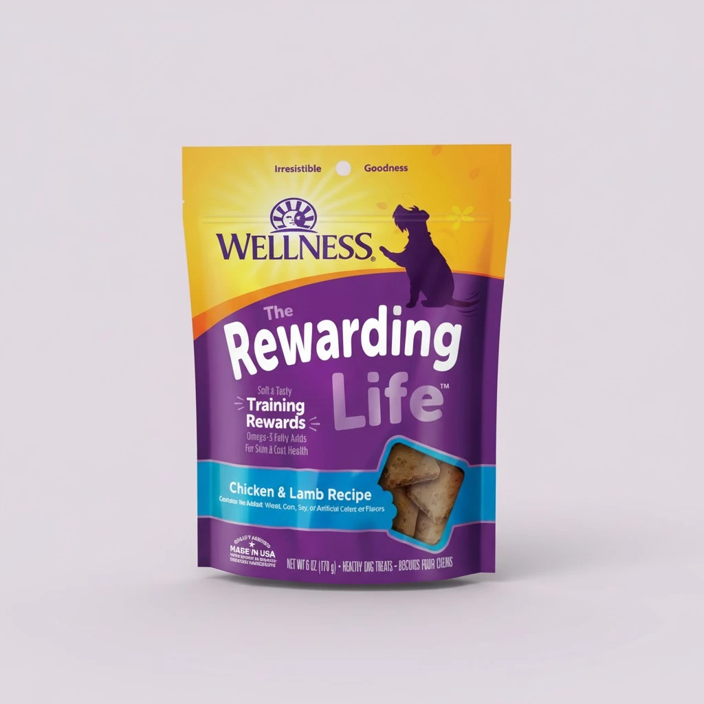 Wellness Rewarding Life Grain-Free Soft Dog Treats (Previously Wellbites), Made in USA with Natural Ingredients, Ideal for Training (Chicken & Lamb Recipe, 6-Ounce Bag)