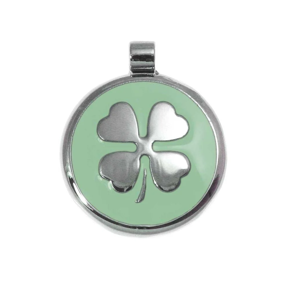 LuckyPet Pet ID Tag - Clover Jewelry Tag - Dog & Cat Pet Tags - Custom Engraved on The Back Side - Size: Large, Color: Mint
