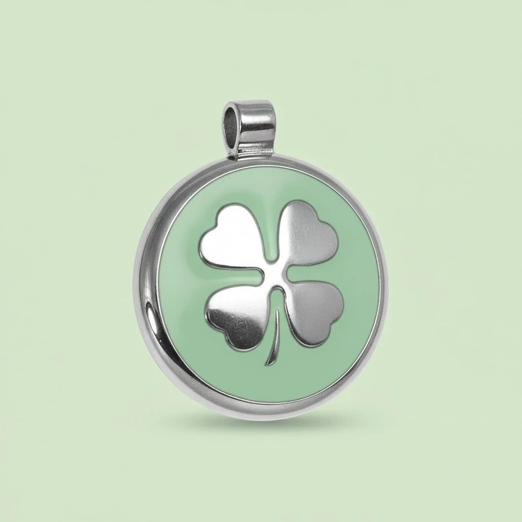 LuckyPet Pet ID Tag - Clover Jewelry Tag - Dog & Cat Pet Tags - Custom Engraved on The Back Side - Size: Large, Color: Mint