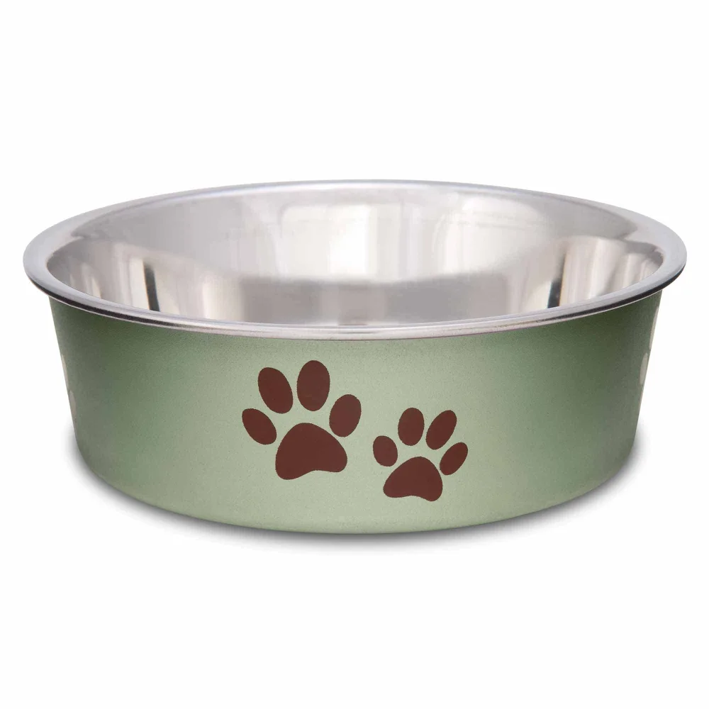 Loving Pets Bella Dog Bowls- Stainless Steel Dog & Cat Bowls - Spill Proof Dog Food Bowl, Puppy Essentials & Pet Supplies (Small 10-20 lbs, Artichoke)