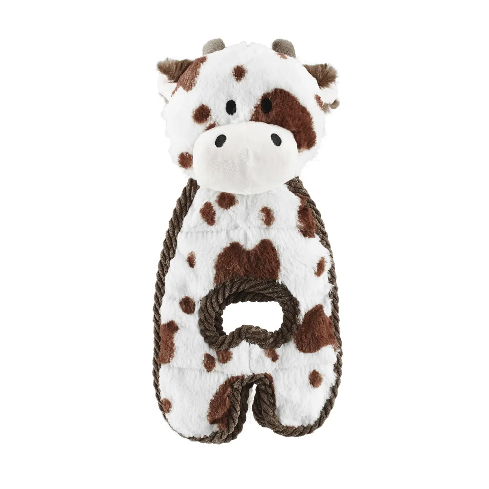 Outward Hound by Charming Pet Cuddle Tugs Cow Plush Squeaky Dog Toy