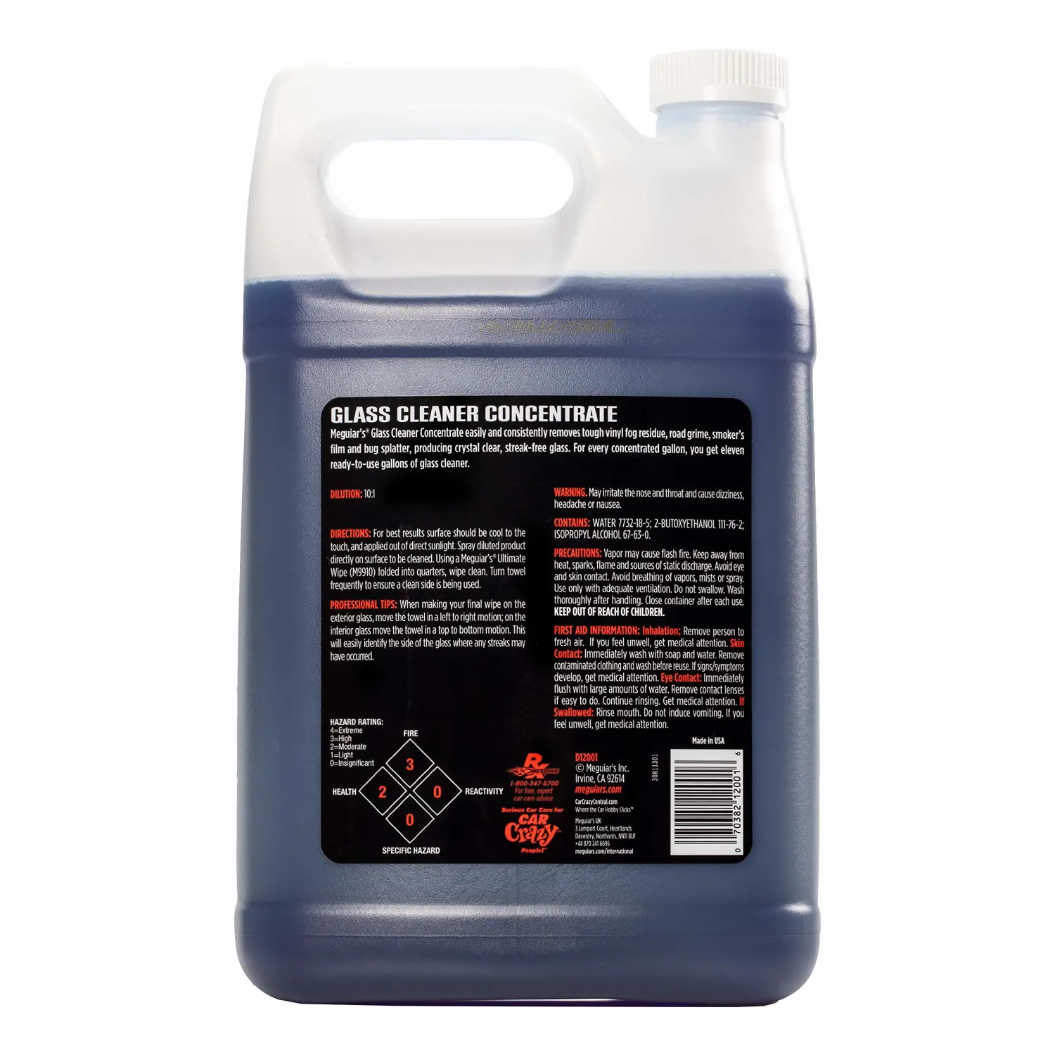 Meguiar's D12001 Glass Cleaner Concentrate, Car Window Cleaner for a Crystal Clear View - 1 Gallon Container, 128 Fl Oz (Pack of 1)