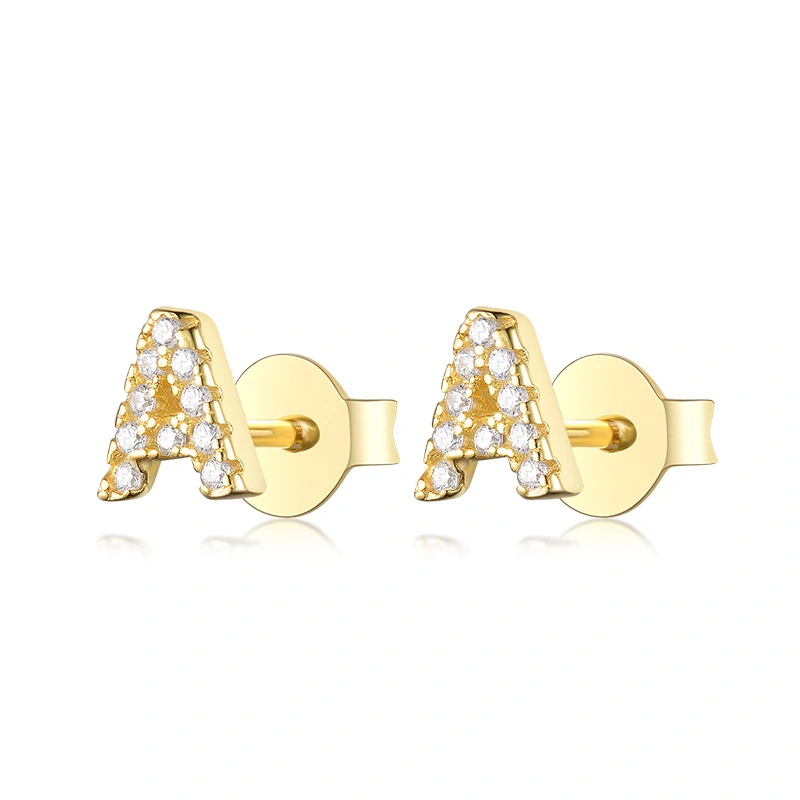 S925 Pure Silver Ear Nail With 24 Letters
