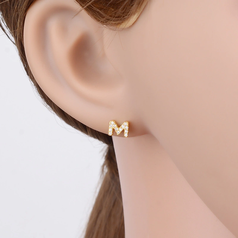 S925 Pure Silver Ear Nail With 24 Letters